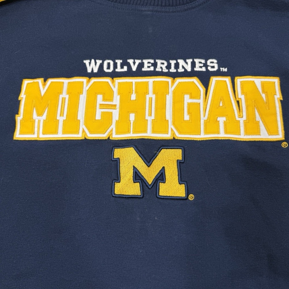 Vintage‎ University Michigan Wolverines Crewneck Sweatshirt Navy Yellow Large